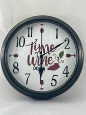 Time To Wine Down Kitchen Sign Wall Clock Wine Lover Wine Time