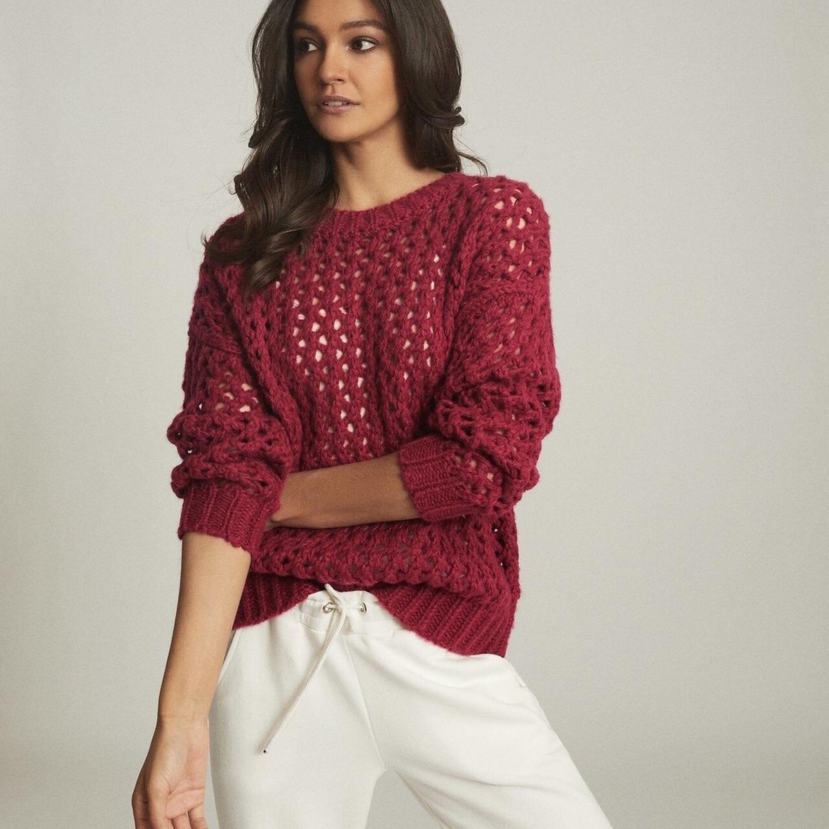 REISS Natalie open-knit wool-blend jumper, SIZE M BNWT