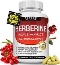 Berberine HCl 1800 MG Premium 90 CAPSULES- (Non-GMO, Gluten Free Vegetarian) 