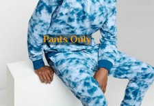 Original Mens Tie Dye Fleece Jogger Pants S SMALL Lake Blue Pockets NEW