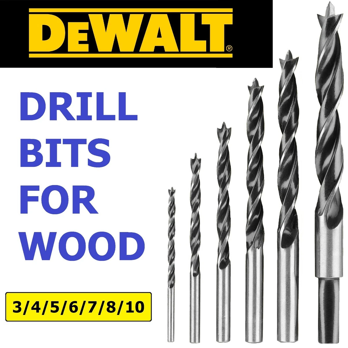 DeWalt Wood Drill Bits For Wood Brad Point Dowelling Lip Spur