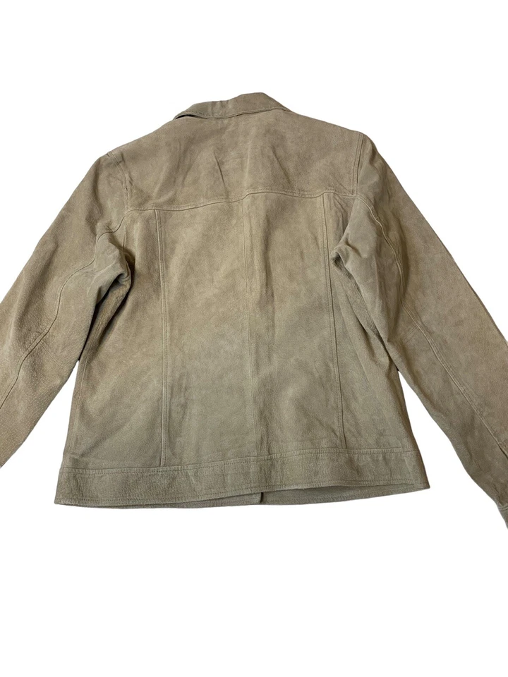 Jaqueta de camurça grande (r)elatividade cor bege claro com 2 bolsos no peito - Imagem 2 de 4