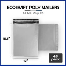 45 12x15.5 EcoSwift Poly Mailers Plastic Envelopes Shipping Mailing Bags 1.7MIL