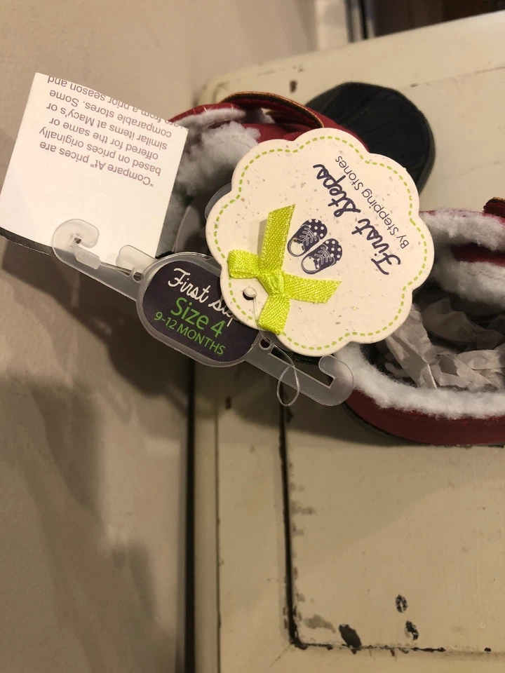 First Steps By Stepping Stones Botas Infantiles Zapatos 9-12 Meses Negro y Rojo Foto 3 de 4