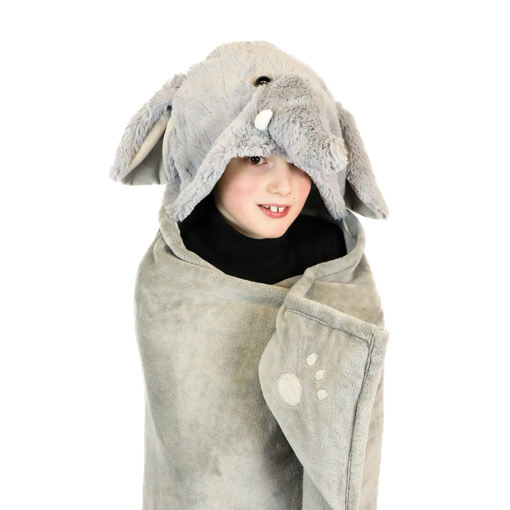 NOXXIEZ ELEPHANT ANIMAL HOODED CUDDLE COZY BLANKET 130 X 100 CM KEEP WARM WINTER