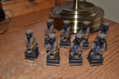 Lot of 8 Wild Animals of Africa Chess Pieces Ben Homer 2002. Monkey/Pawn Black