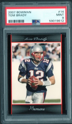 2007 BOWMAN #14 TOM BRADY PSA 9 (POP 23 - with 8 HIGHER) - TOUGH!!!