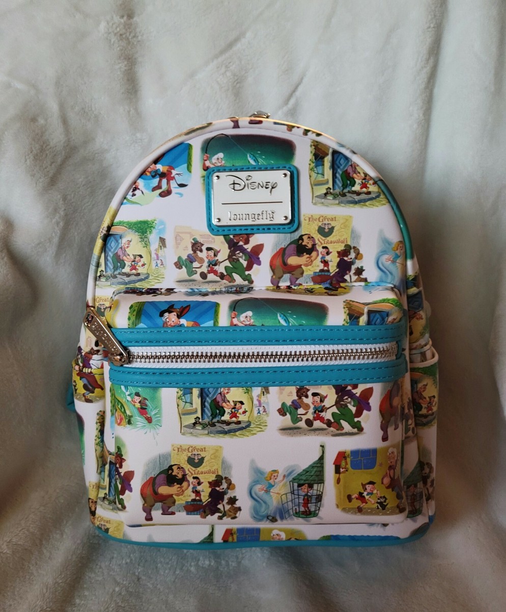 Loungefly Disney Pinocchio Little Golden Book Scenes AOP Backpack + Wallet SET! Loungefly Disney Pinocchio Little Golden Book Scenes AOP  main image 4