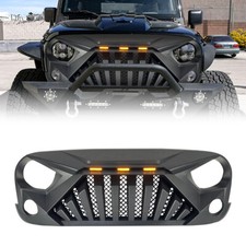 Goliath Style Grill Front Bumper Grille W Lights For 07-18 Jeep Wrangler Jk Jku