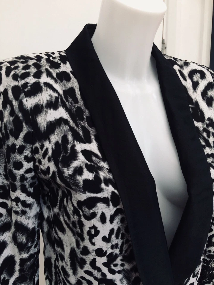 BNWT New Genuine Michael Kors Designer Leopard Tuxedo Blazer Jacket 8 Christmas - Image 2 of 4