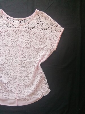 Transparente Bluse Top Damen Baumwollspitze hellrosa Intimissimi Gr. S / 40 DE