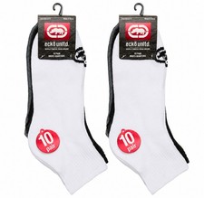 Ecko Unltd. Men  s Flatknit Quarter Socks, Solid Colors, 20-Pack, Shoe Size 6  12