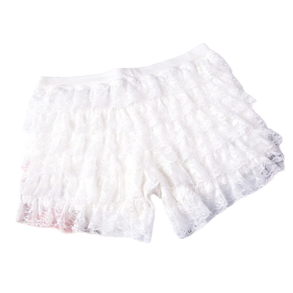 Ropa interior delgada Bloomers pantalones cortos plisados con volantes en capas volantes bragas parte inferior suelta Foto 4 de 4