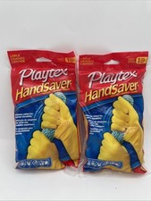 2 Pair Vintage 2008 Playtex HandSaver Rubber Gloves Yellow Size Large NOS Sealed