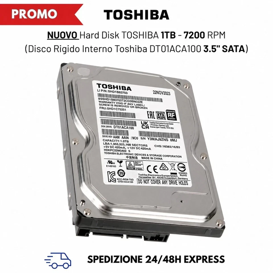 ✅ Hard Disk Interno 1TB TOSHIBA DT01ACA100 SATA 3.5 7200RPM Disco Rigido HDD DVR - Imagen 2 de 4