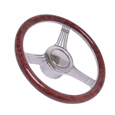 14 Steering Wheel Kit Banjo Style 9-hole Hot Rod Gm Real Wood Chrome