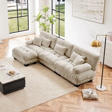 Luxury Modular Oversized L-Shaped Cloud Sofa, Deep Seat, Coffee