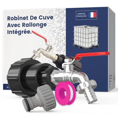 "Robinet Cuve 1000L 1/2 S60X6 IBC- Extension Intégrée,raccord cuve 1000 - Photo 1/4