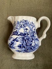 Myott The Hunter Vintage Cream Milk Jug Blue White 1982 Staffordshire England