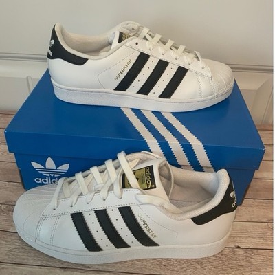 Adidas Superstar White & Black w/Gold Trim