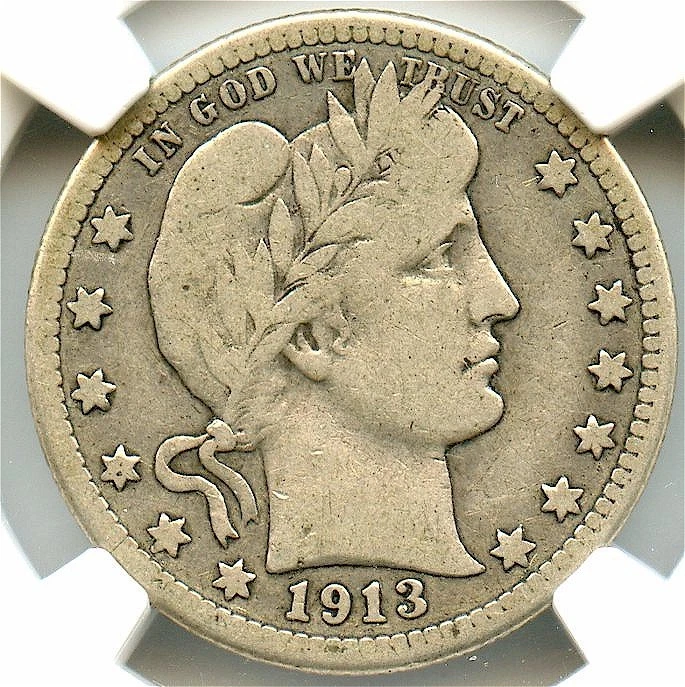 1913-S Barber Quarter NGC F12, Key Date, Very Attractive Coin, Free Shipping!