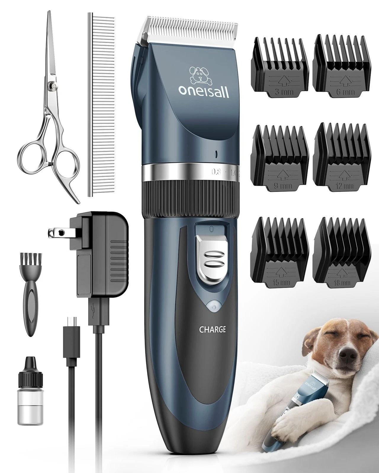 oneisall Dog Shaver Clippers Low Noise Rechargeable Cordless Electric Quiet H...