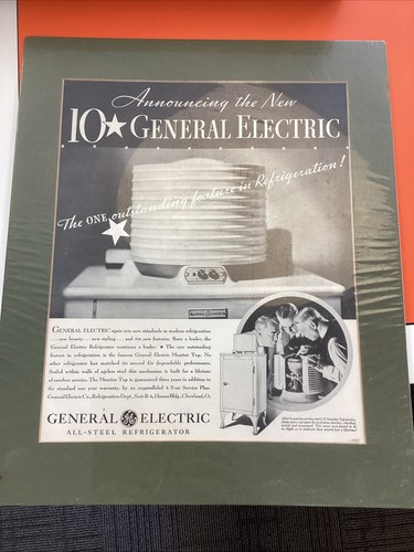 General Electric Refrigerator Ad, 1933 fortune magazine, Framed, Advertising, An - Picture 10 of 13