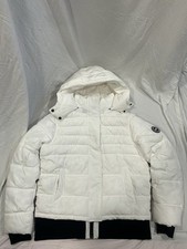 DKNY Sport New York 1989 Woman s Winter Jacket Size L, White With Black Trim.