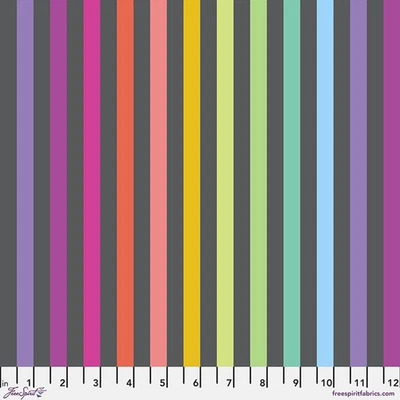 KAFFE FASSETT Disco Stripe, Carbon - Tula Pink, Graywork, Quilt Fabric 100% Cotton By the yard