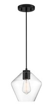 Minka Lavery 2337-66A Clear Glass Pentagon Mini Pendant Ceiling Light, Coal