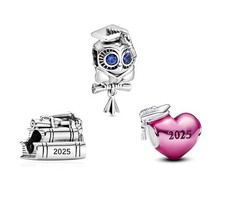 Graduation Set Charms Bead Compatible for Bracelets Heart Graduation Jeweller...