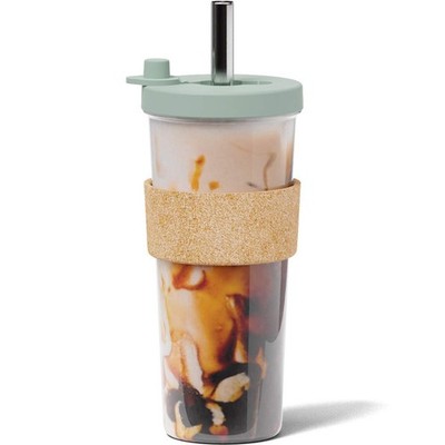 Dodoko Sage Green 24 oz Reusable Boba Cup and Straw Bubble Tea Cup with Wide ...