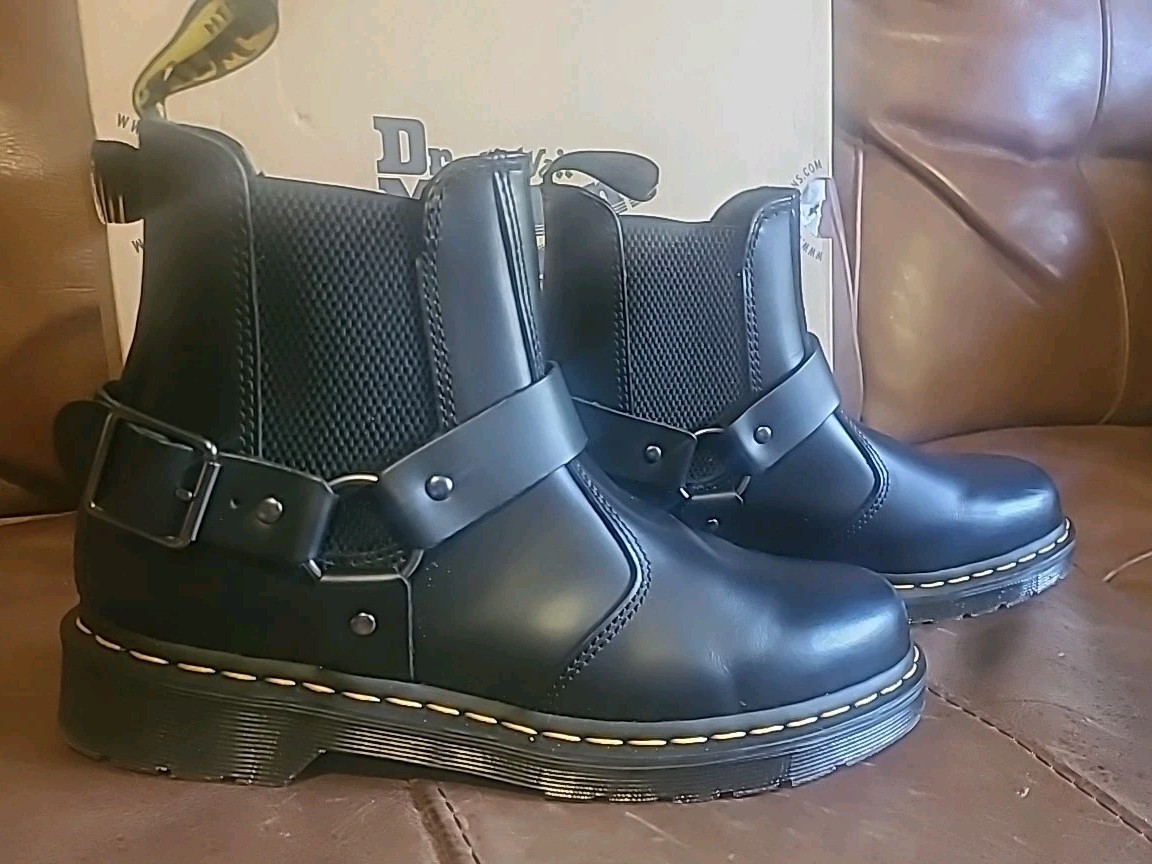 Dr Martens Black Wincox Boots goth Alt punk metal biker bnib