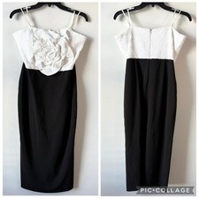 Betsy Adam Rosette Sequins Bodice Sheath Cocktail Dress 8