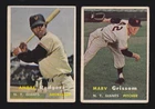 2 GIANTS LOT 1957 TOPPS #216 MARV GRISSOM #377 ANDRE RODGERS ROOKIE VERY GOOD