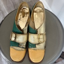 Vintage 1960s Mod Painted Loafers Upcycle Repair Coatume 7.5 M