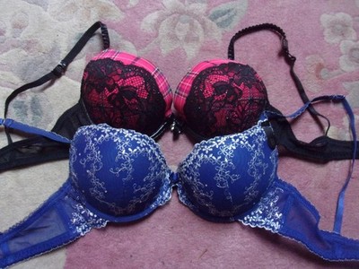 2 Stk. Super Push Up BH Dessous Stickerei Spitze Tartan Schotten Karo 80B neu