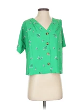 Elodie Women Green Short Sleeve Blouse XS