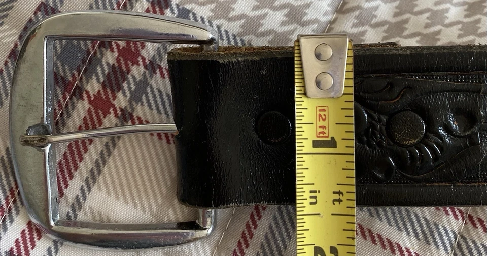 Cinturón occidental vintage Justin de cuero tocado a mano talla 26  Foto 4 de 4