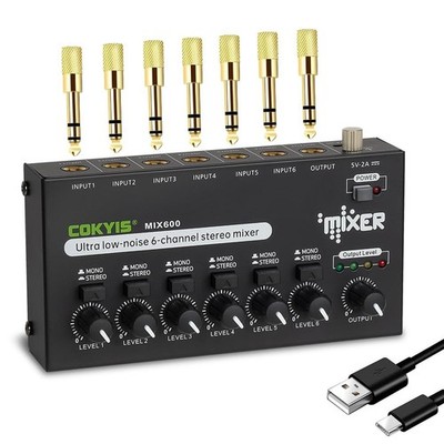 COKYIS Mini Audio Mixer, 6-Channel Stereo Line Mixer for Precision Sub-Mixing...