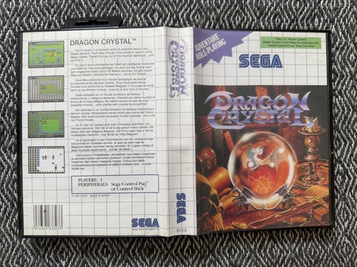 1991 Sega Master System Role Game Dragon Crystal Pal Cib RPG Adventure