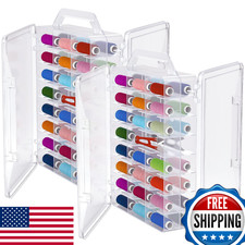 Gbivbe 46 Grids Double-Sided Sewing Thread Storage Box Organizer Portable Clear