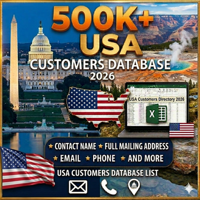 500K USA Customers Email Database   B2C Contacts leads list (Digital Download)