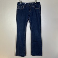 Miss Me Easy Boot Jeans Size 28 Dark Wash Low Rise Bootcut Embellished JE5663EL
