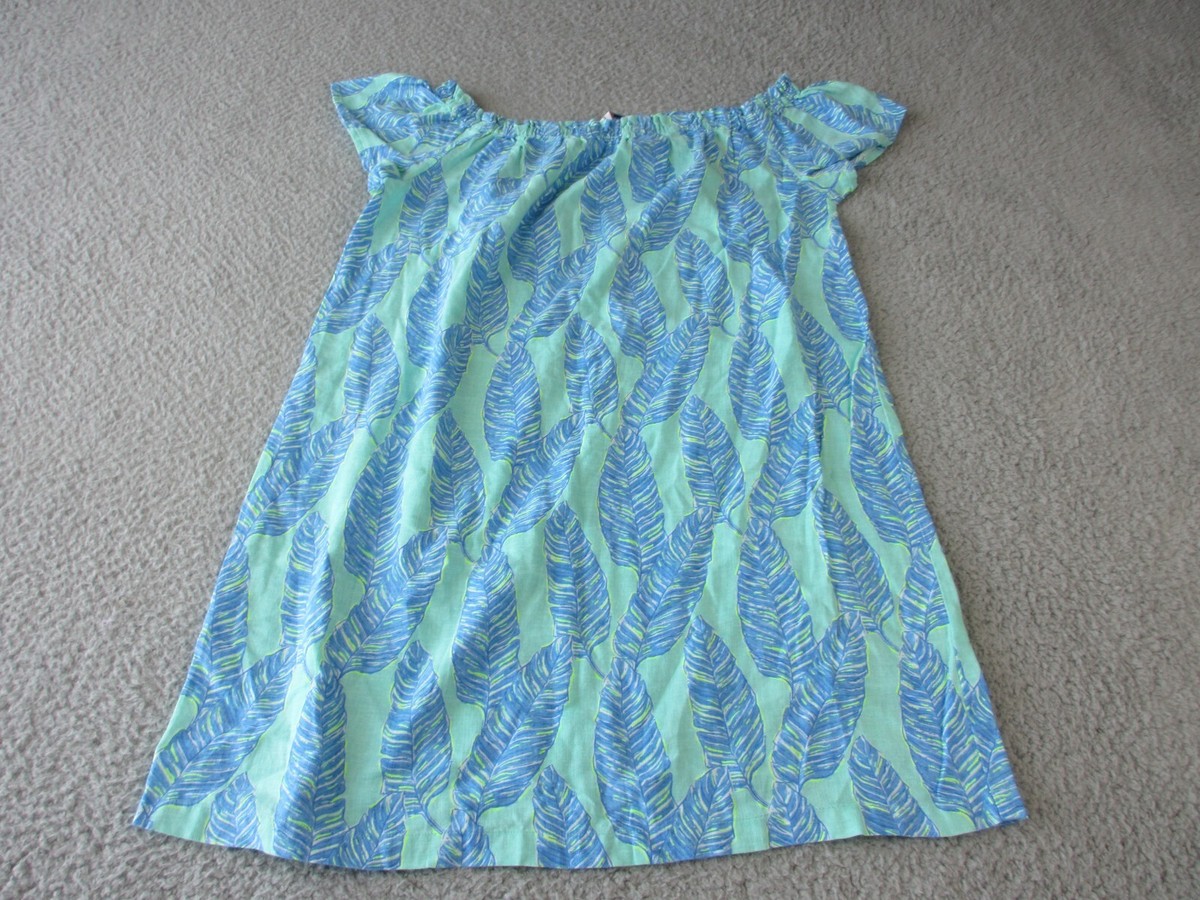 Vineyard Vines Dress Womens Small Green Blue Casual Shoulder