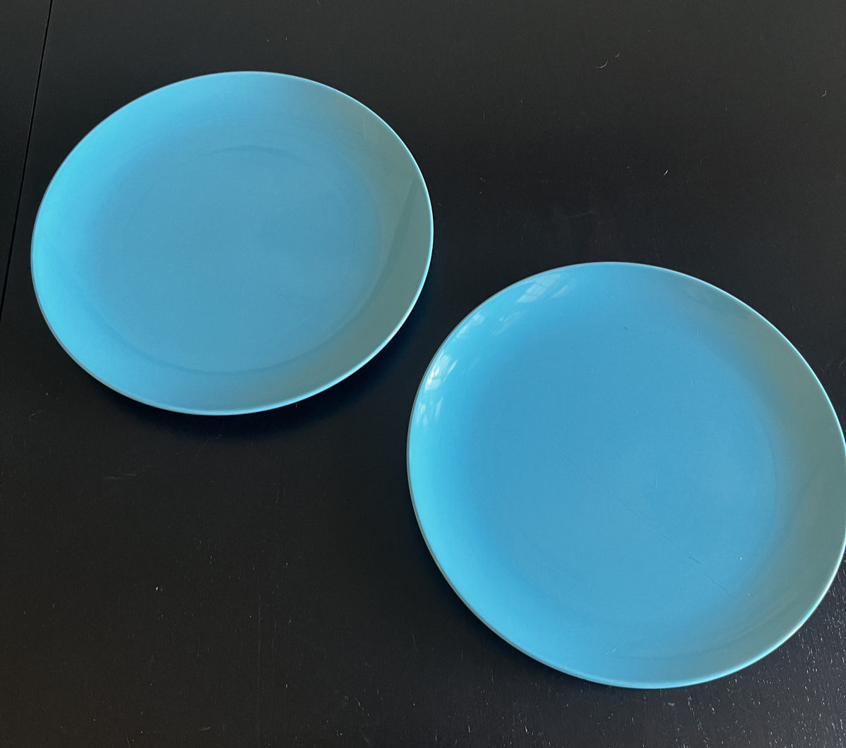 (2) Turquoise 10” Dinner Plates By IKEA (18691)