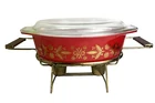 Vintage Pyrex Golden Poinsettia Casserole Lid Sterno Cradle 045 2-1/2 Quart
