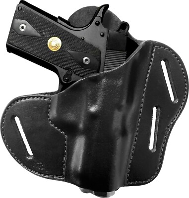 Pro Carry 3 Slot Hip Gun Holster Leather Black Right Hand Outside The Waistband!