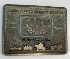 Vintage Brass Belt Buckle FARM OYL 1984 55th Anniversary Limited Edition