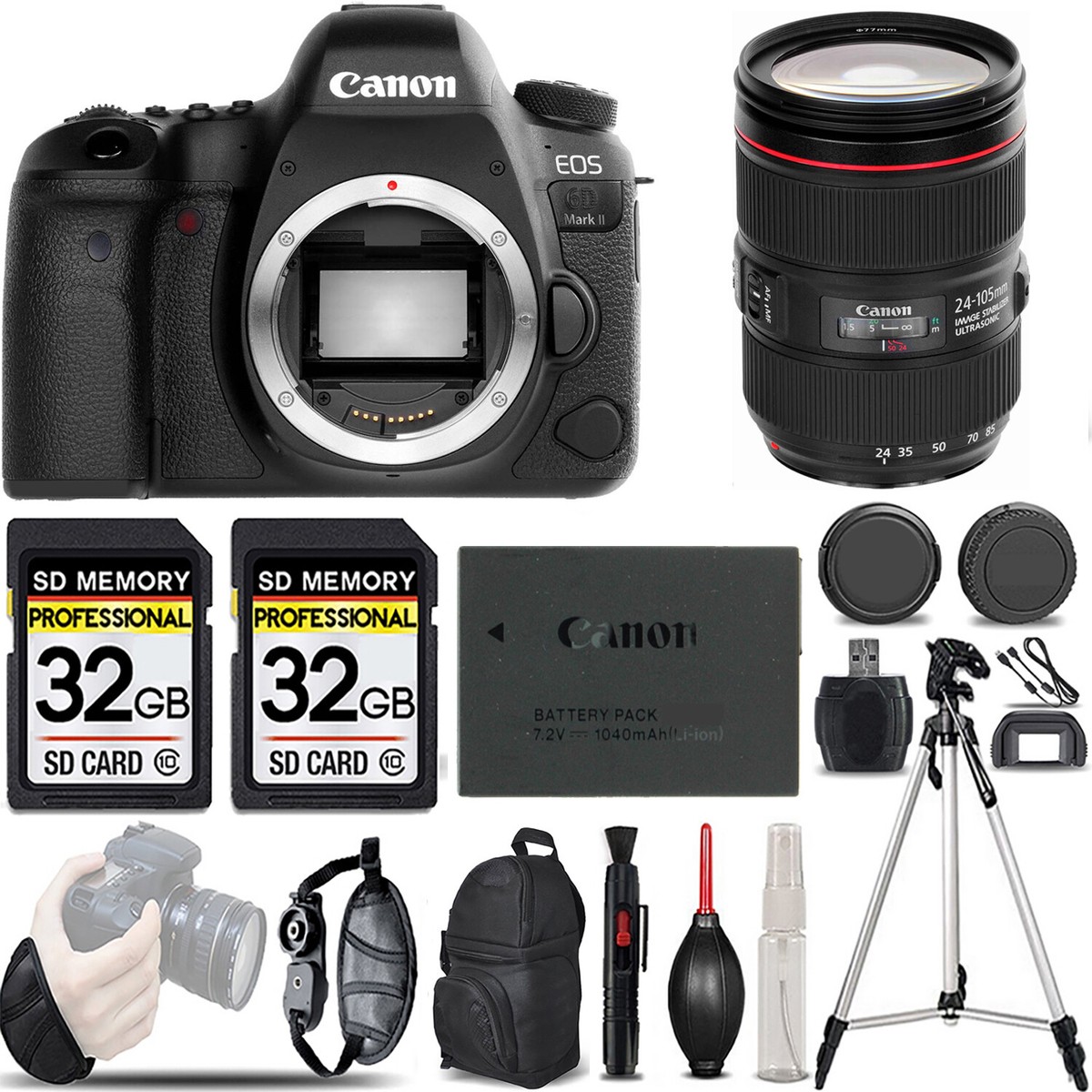 Canon EOS 6D Mark II DSLR Camera + 24-105mm f/4L IS II USM Lens 